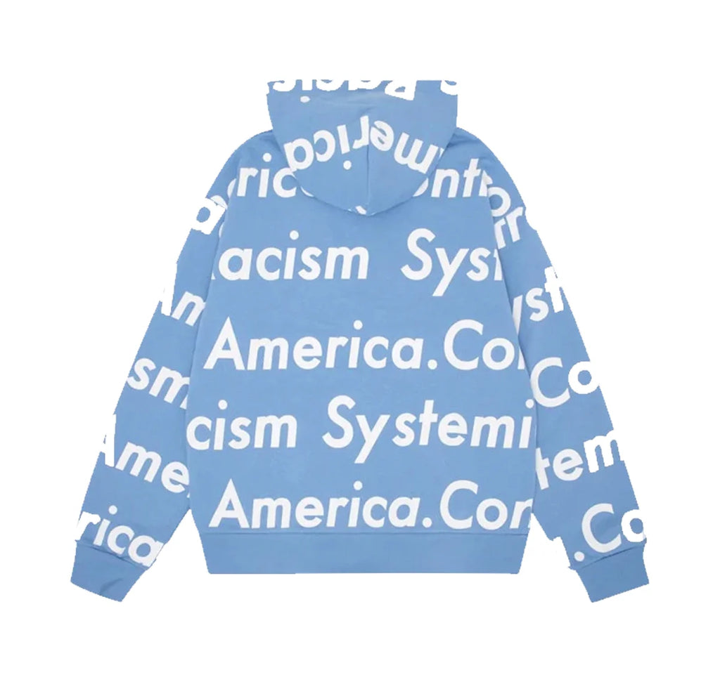 Denim Tears x Arthur Jafa Systemic Racism Controls America Zip Up Hoodie Dusty Blue