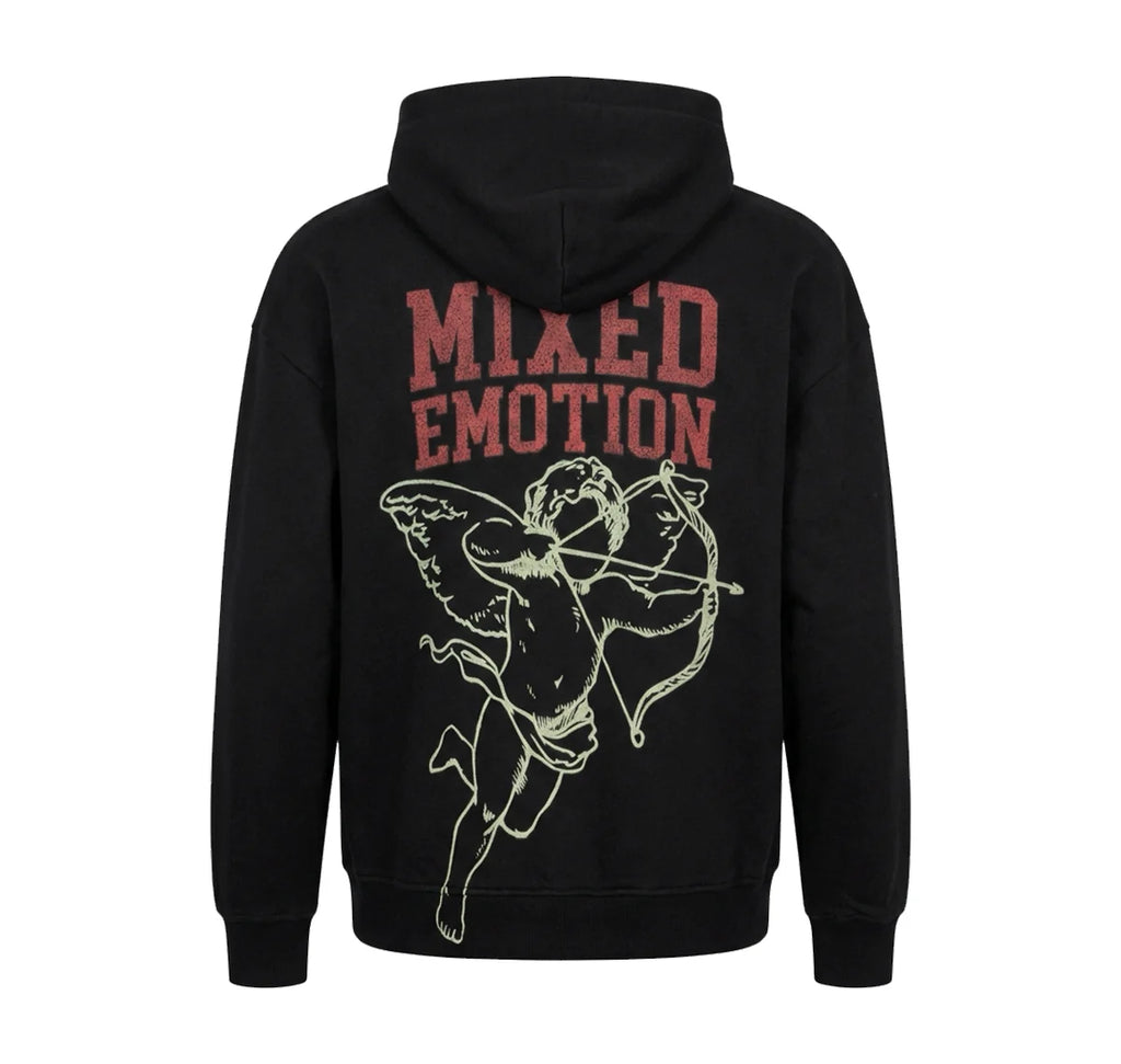Mixed Emotion Cupid Graphic Zip Hoodie “Black”