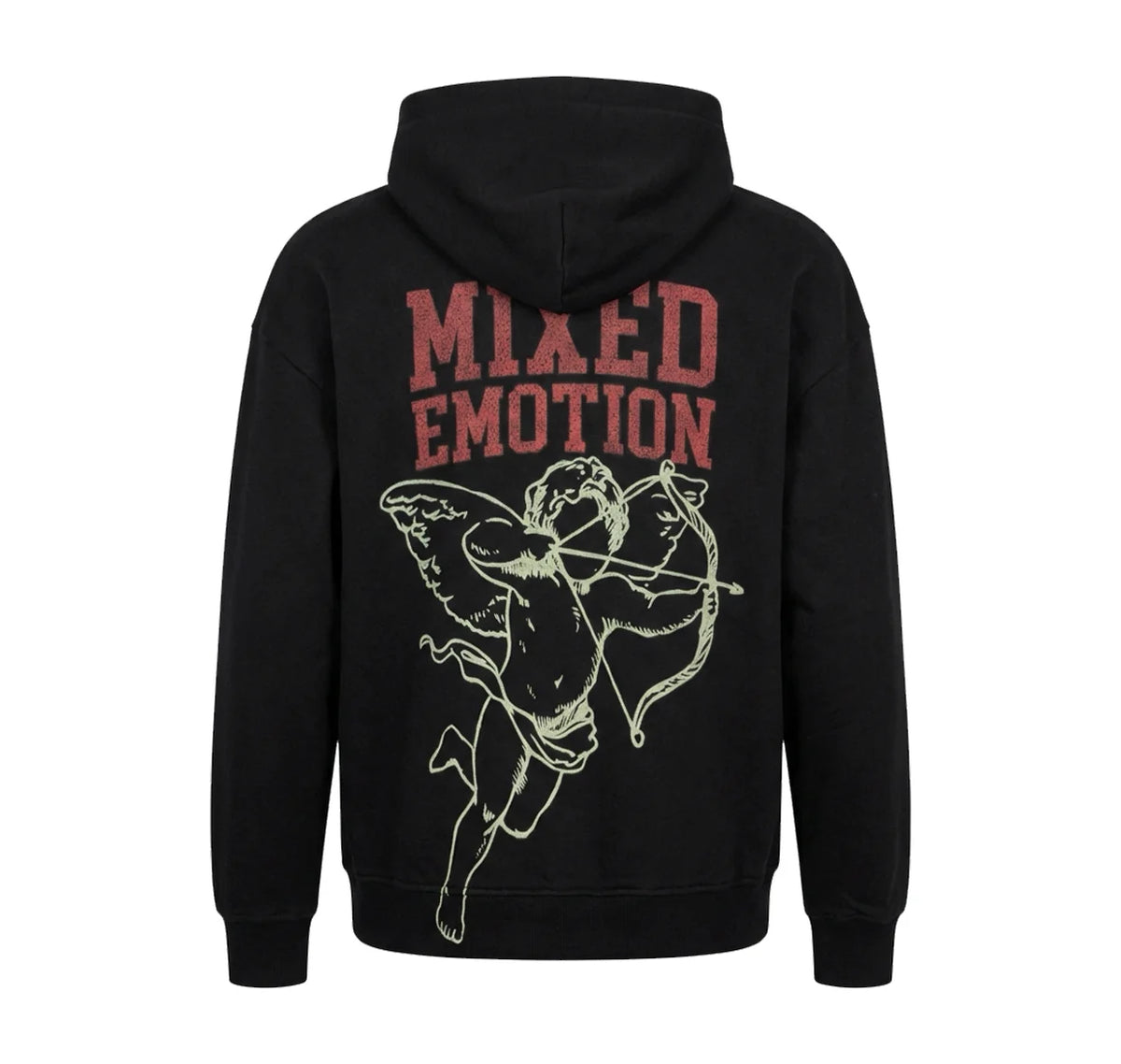 Mixed Emotion Cupid Graphic Zip Hoodie “Black”